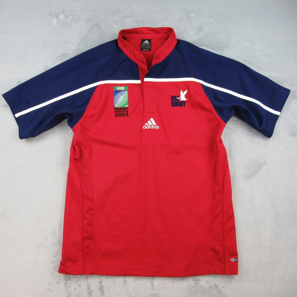 Adidas USA Rugby 2003 World Cup Jersey Red Blue Mens Large 305670 AK9001